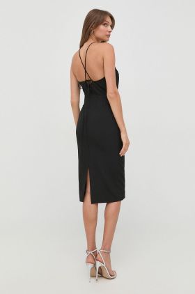 Bardot rochie culoarea negru, mini, mulata