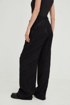 Answear Lab pantaloni femei, culoarea negru, lat, high waist