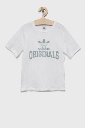 adidas Originals tricou de bumbac pentru copii culoarea alb, cu imprimeu