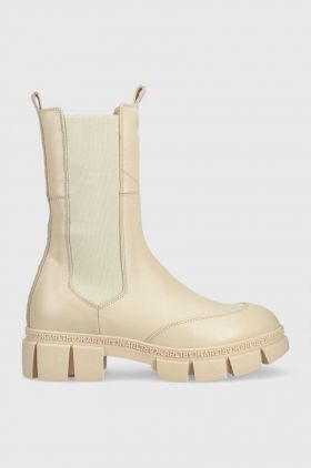 Karl Lagerfeld ghete chelsea de piele Aria femei, culoarea bej, cu platforma