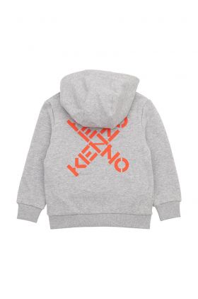 Kenzo Kids hanorac de bumbac pentru copii culoarea gri, cu imprimeu