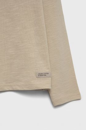 United Colors of Benetton longsleeve din bumbac pentru copii culoarea bej