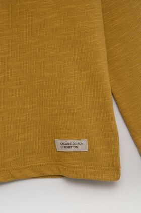 United Colors of Benetton longsleeve din bumbac pentru copii culoarea bej