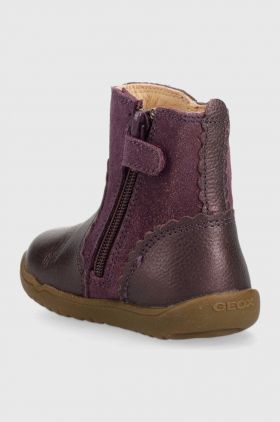 Geox ghete din piele pentru copii culoarea violet