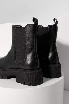 Answear Lab ghete chelsea de piele femei, culoarea negru, cu platforma