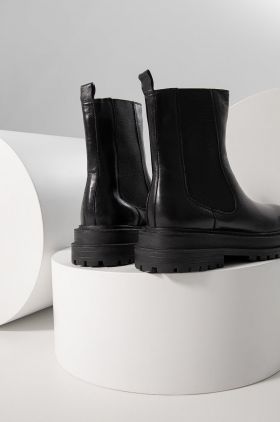 Answear Lab ghete chelsea de piele femei, culoarea negru, cu platforma