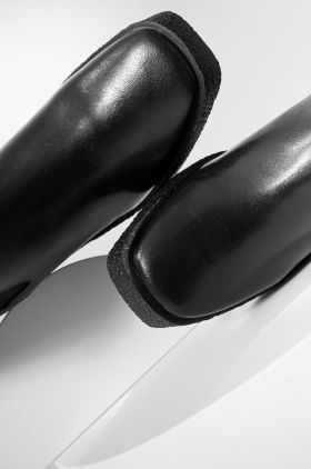 Answear Lab ghete chelsea de piele femei, culoarea negru, cu toc drept