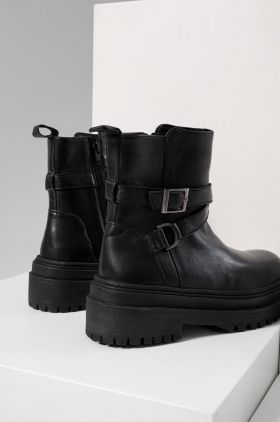 Answear Lab cizme de piele femei, culoarea negru, cu platforma
