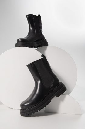 Answear Lab ghete chelsea de piele femei, culoarea negru, cu platforma