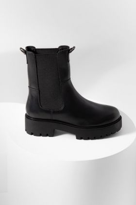Answear Lab ghete chelsea de piele femei, culoarea negru, cu platforma