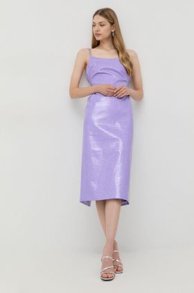 Bardot rochie culoarea violet, midi, drept