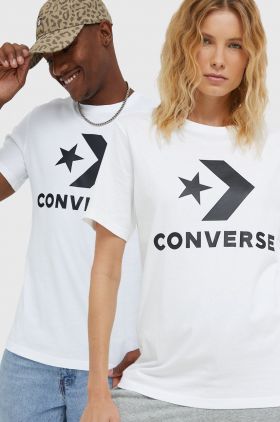 Converse tricou din bumbac culoarea alb, cu imprimeu