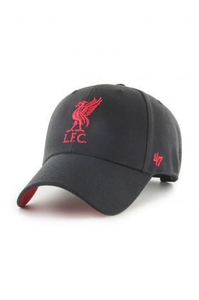 47brand șapcă Liverpool FC culoarea negru, cu imprimeu  EPL-BLPMS04WBP-BK