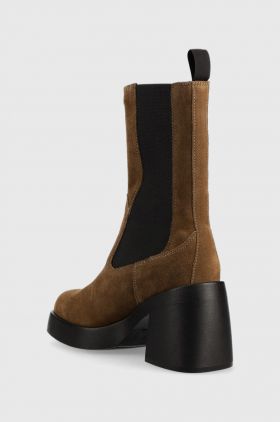 Vagabond Shoemakers botine din piele intoarsa Brooke femei, culoarea maro, cu toc drept