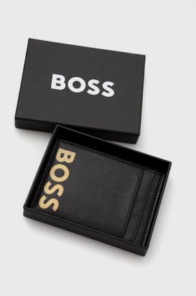 BOSS carcasa din piele barbati, culoarea negru