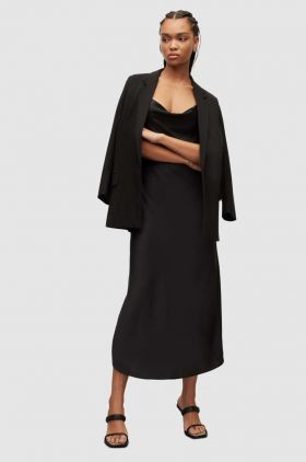 AllSaints rochie culoarea negru, midi, drept