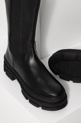 Answear Lab ghete chelsea de piele femei, culoarea negru, cu platforma