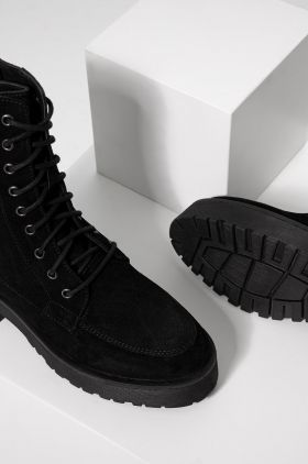 Answear Lab cizme din piele intoarsa femei, culoarea negru, cu toc drept