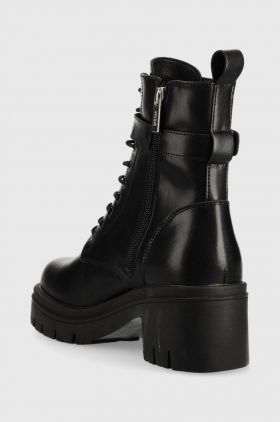 GOE cizme de piele femei, culoarea negru, cu toc drept
