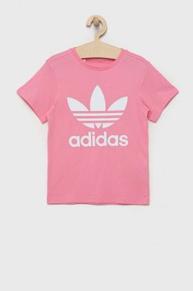 adidas Originals tricou de bumbac pentru copii culoarea roz