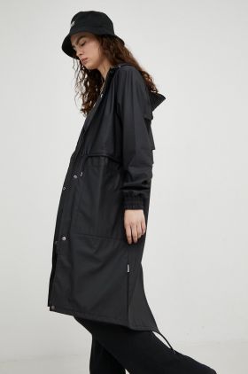 Rains geacă de ploaie String Parka femei, culoarea negru, de tranziție 18550.01-01.Black