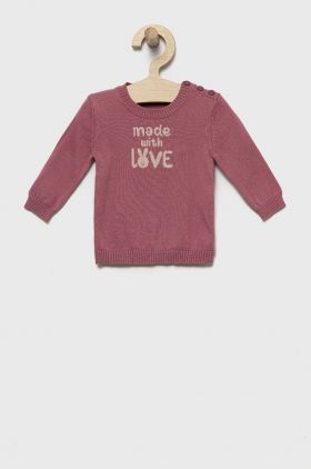 United Colors of Benetton pulover de bumbac pentru copii culoarea roz, light