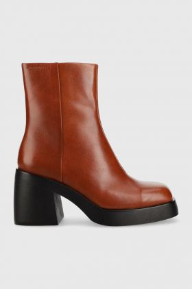 Vagabond Shoemakers cizme de piele Brooke femei, culoarea maro, cu toc drept