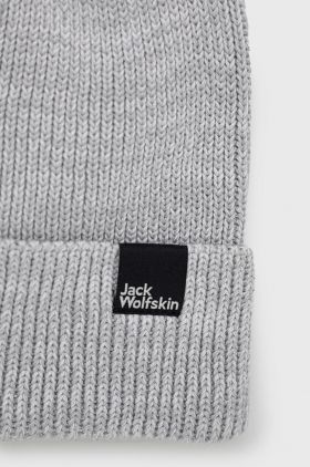 Jack Wolfskin caciula din bumbac culoarea gri, bumbac, din tesatura neteda