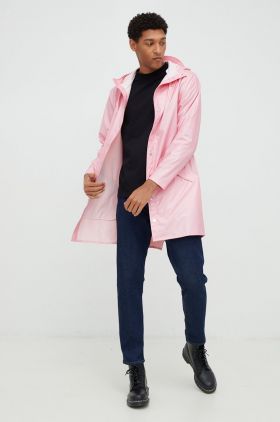 Rains geacă de ploaie 12020 Long Jacket culoarea roz, de tranziție 12020.2-20.Pink.Sk