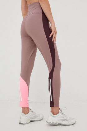 adidas Performance leggins de alergare Own The Run femei, culoarea maro, modelator