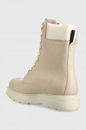 BOSS bocanci de piele Jacob femei, culoarea bej, cu platforma