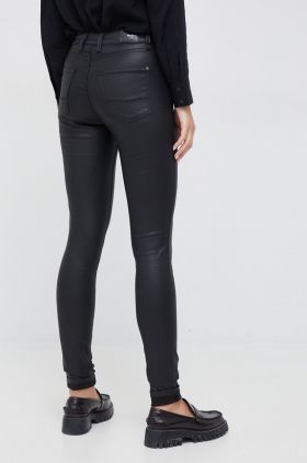 Pepe Jeans pantaloni femei, culoarea negru, mulata, high waist