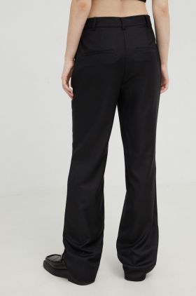 Bruuns Bazaar pantaloni femei, culoarea negru, drept, high waist