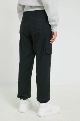 Champion pantaloni femei, culoarea negru, neted