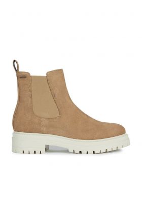 Geox botine din piele intoarsa Iridea B Abx femei, culoarea bej, cu toc plat