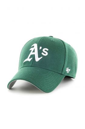 47brand șapcă din amestec de lână MLB Oakland Athletics culoarea verde, cu imprimeu  B-MVP18WBV-DGE