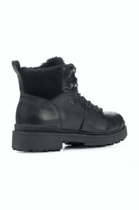 Geox bocanci de piele Nevegal B Abx femei, culoarea negru, cu toc plat
