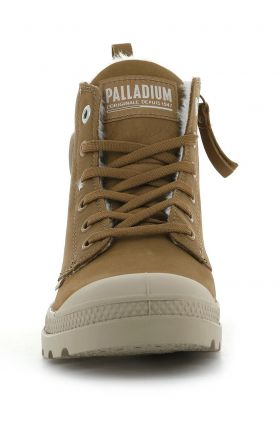 Palladium tenisi din piele intoarsa Pampa Hi Zip femei, culoarea maro