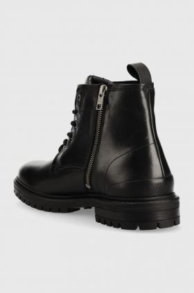 Pepe Jeans ghete de piele Ned Boot Relief barbati, culoarea negru