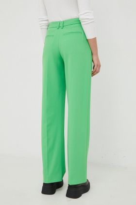 Samsoe Samsoe pantaloni femei, culoarea verde, lat, high waist