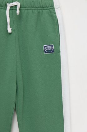 Abercrombie & Fitch pantaloni de trening pentru copii culoarea verde, neted