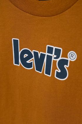 Levi's tricou de bumbac pentru copii culoarea maro, cu imprimeu