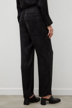 Herskind pantaloni femei, culoarea verde, lat, high waist