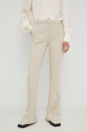 Herskind pantaloni femei, culoarea rosu, drept, high waist