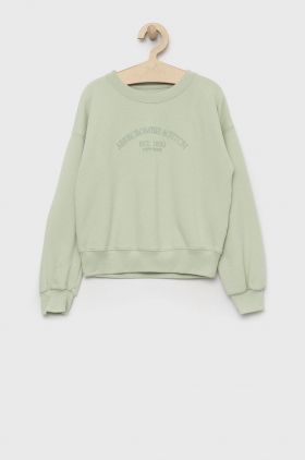 Abercrombie & Fitch bluza copii culoarea verde, neted