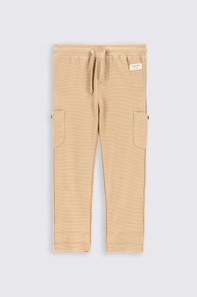 Coccodrillo pantaloni de bumbac pentru copii culoarea bej, neted