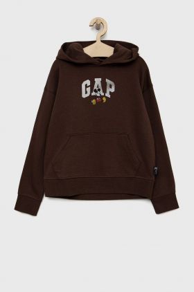 GAP bluza copii culoarea maro, cu imprimeu