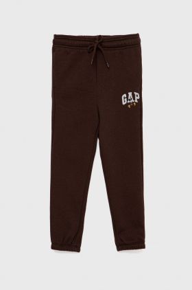 GAP pantaloni de trening pentru copii culoarea maro, cu imprimeu