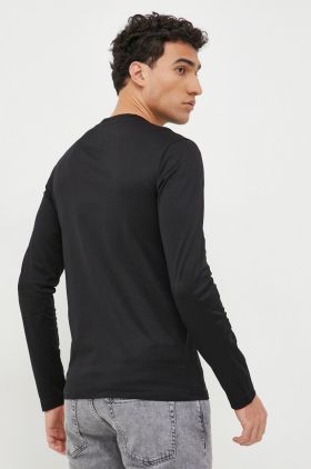 Emporio Armani longsleeve barbati, culoarea negru, neted