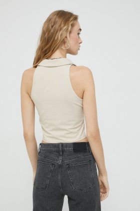 Abercrombie & Fitch top femei, culoarea bej